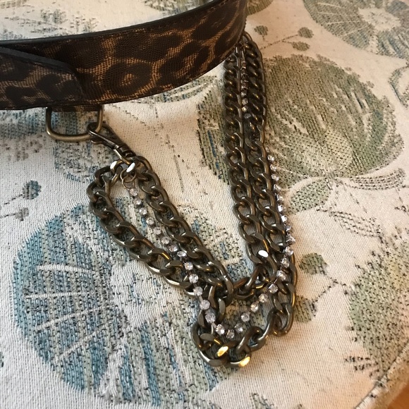 Guess Leopard Belt with Chain Drop — size Large, leather - Picture 5 of 7